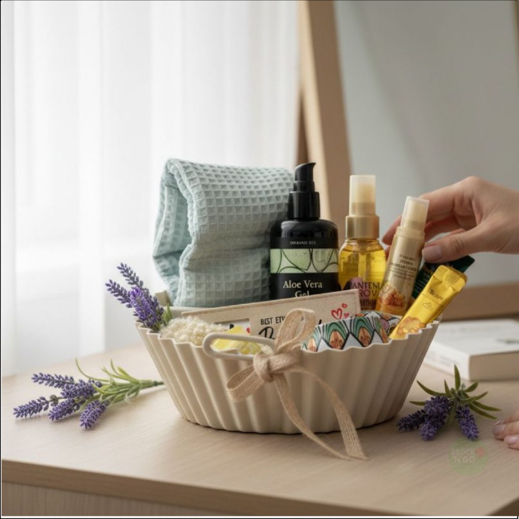 Wellnesskorb Kathy Glow mit Produkten zum entspannen